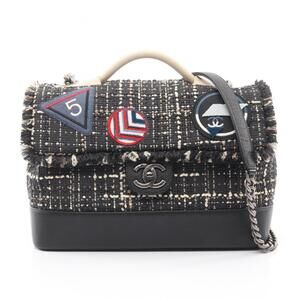 CHANEL Airline Shoulder Bag in Grained Calfskin Leather, Black and Multicolor...
